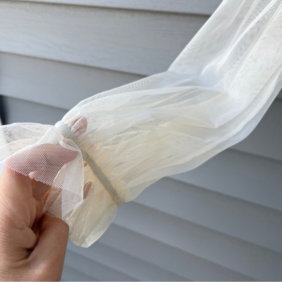 Mele E Pere Boho Ruffle Crop Top Sheer Long Sleeve Women’s Size S Cream - Picture 3 of 11